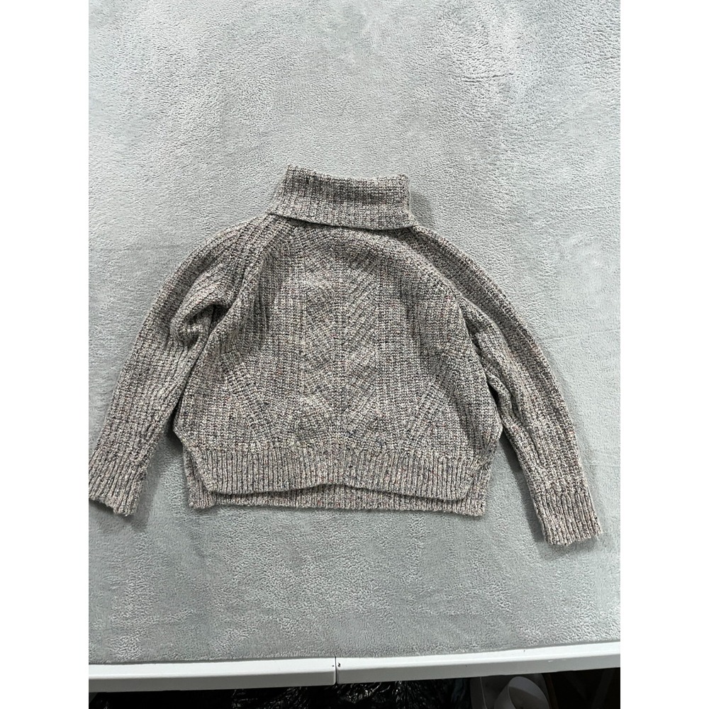 Madewell Womens Turtleneck Sweater Grey Confetti Marl Silk Wool Cottagecore